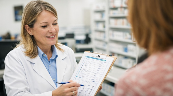 Pharmacist reviewing medications